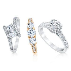three diamond engagement rings